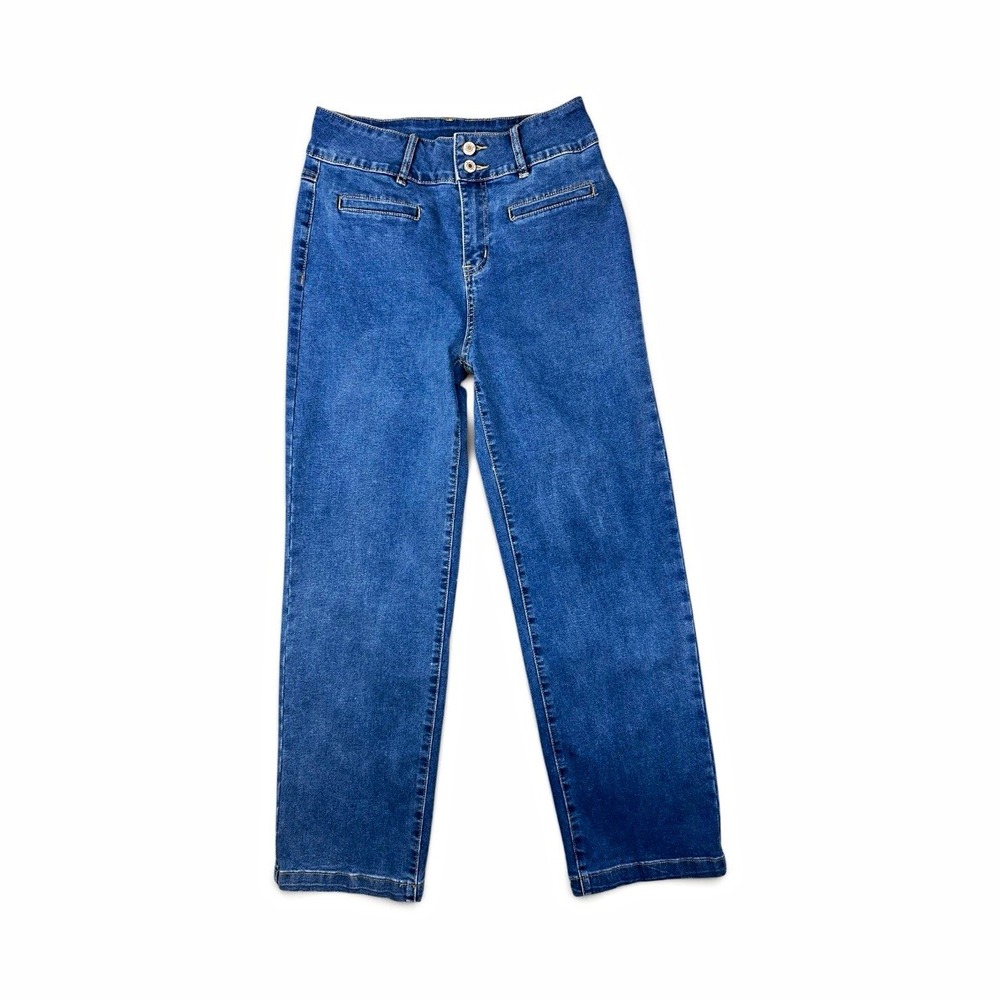 Sidefeel Women's Blue Denim Straight Wide-Leg Jeans Size 10 Stretch